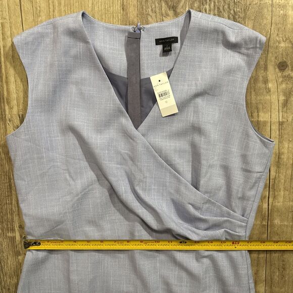 Ann Taylor Dress 12 NWT Blue Cross Weave Sheath Work Career - Picture 5 of 6